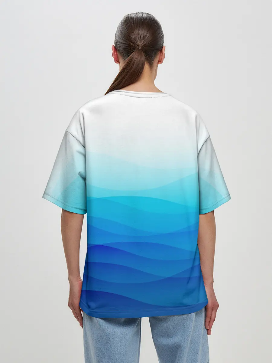 Женская футболка оверсайз / Котик русалочка | Русалка с сердечком