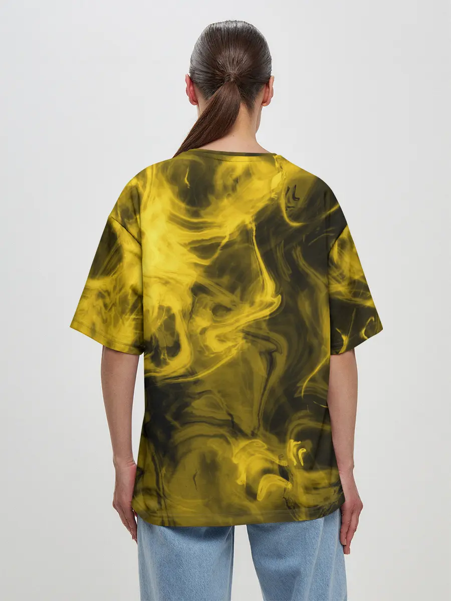 Женская футболка оверсайз / Желтый Неоновый Дым
