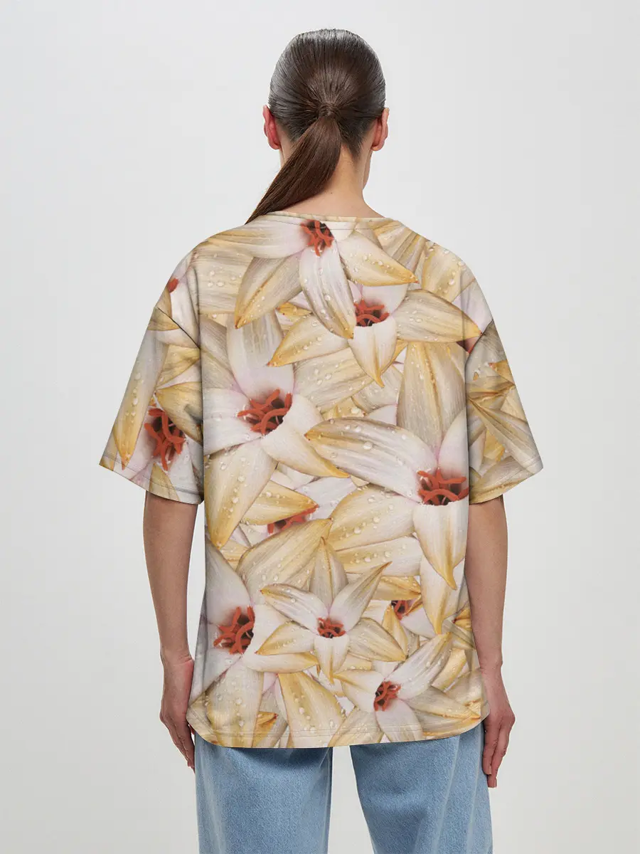 Женская футболка оверсайз / Яркие Цветы