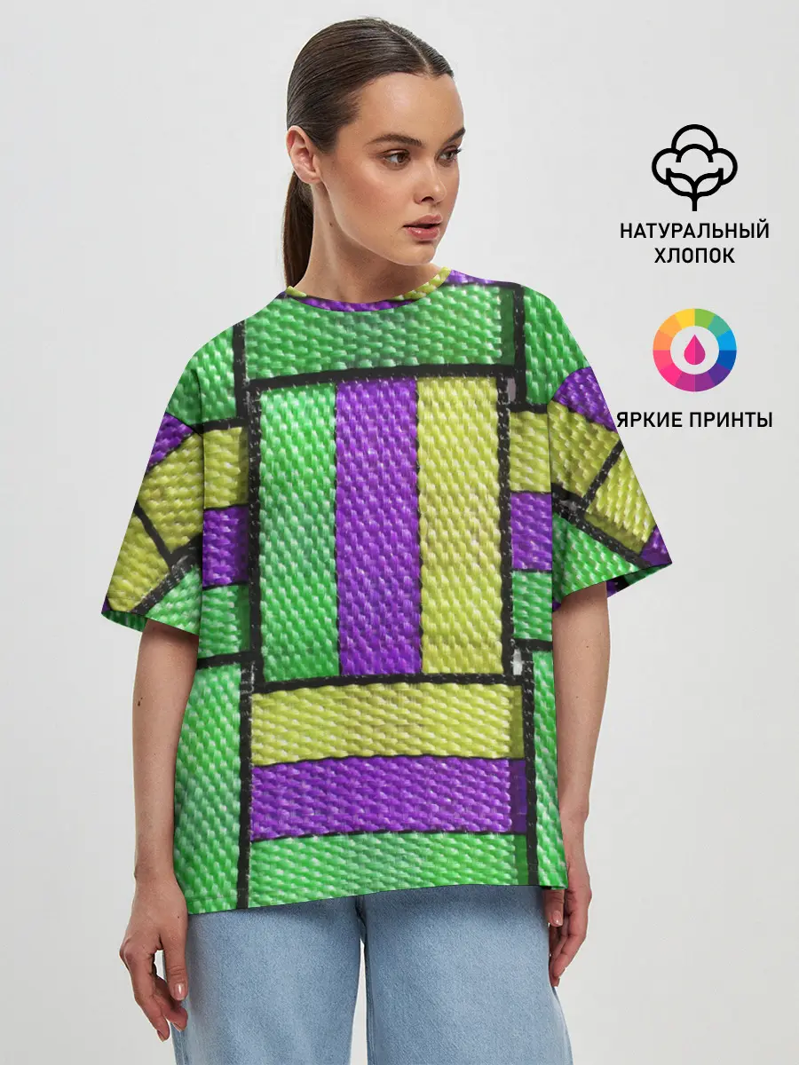 Женская футболка оверсайз / Цветные Ремешки