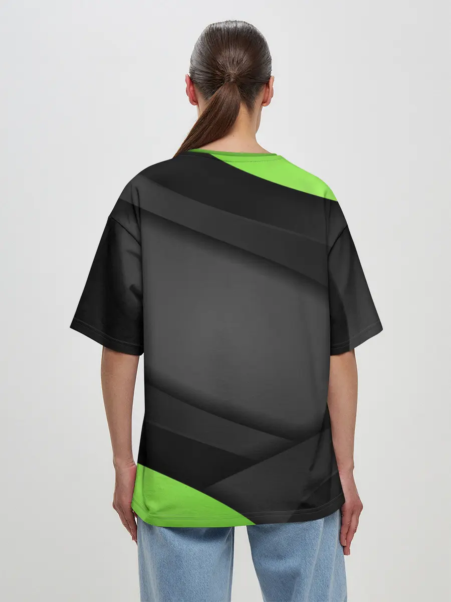 Женская футболка оверсайз / Green / Black