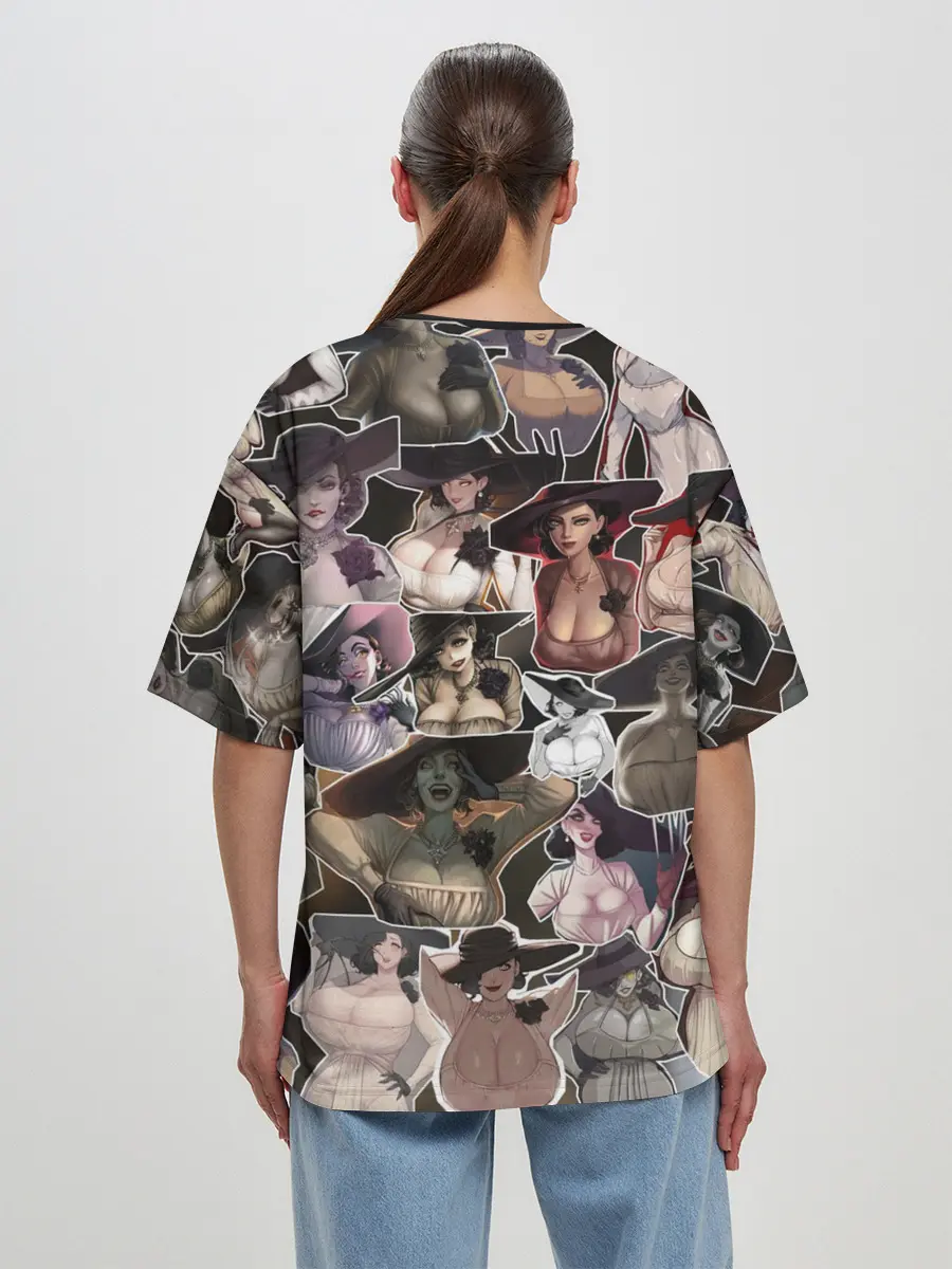 Женская футболка оверсайз / Dimitrescu stikers style 2