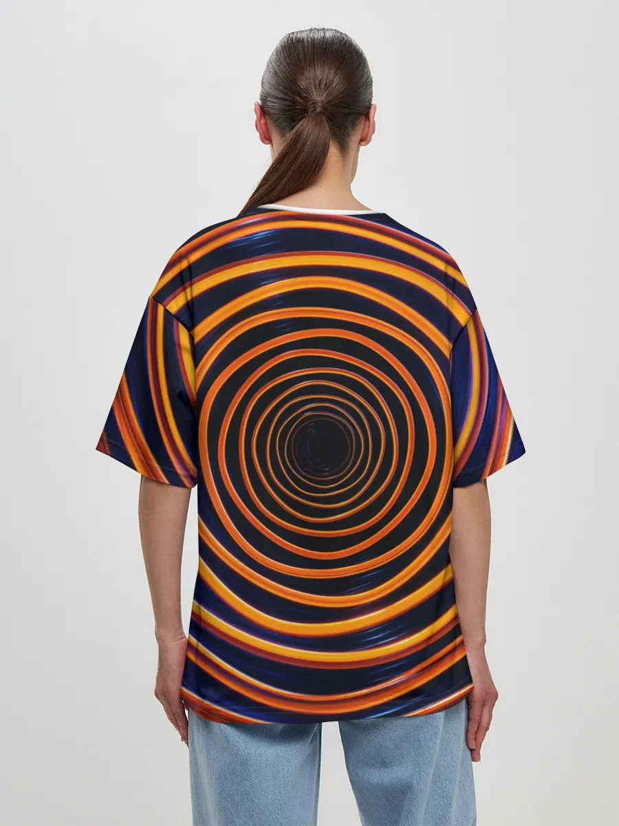 Женская футболка оверсайз / Круги неоновые