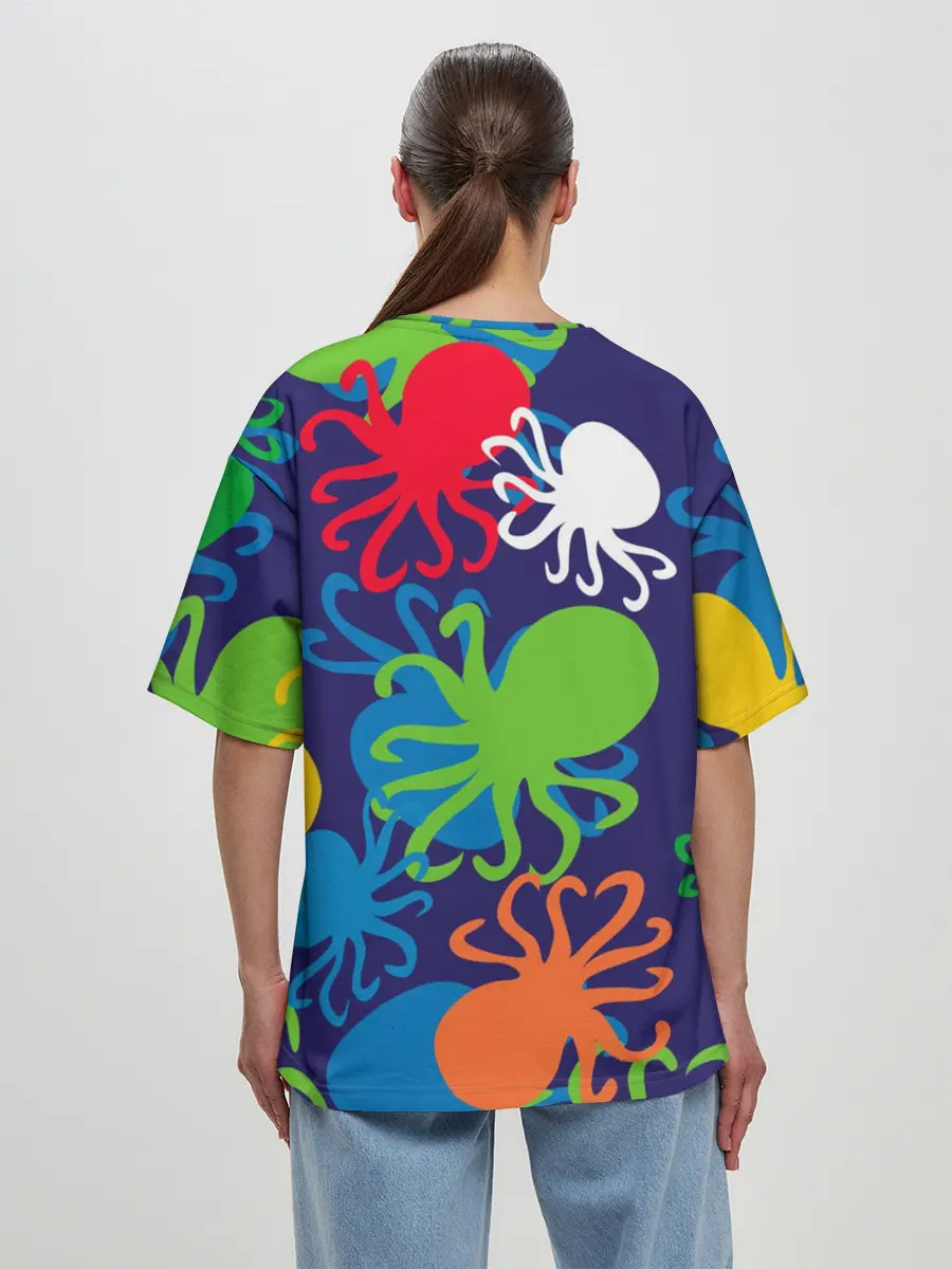 Женская футболка оверсайз / Осьминоги