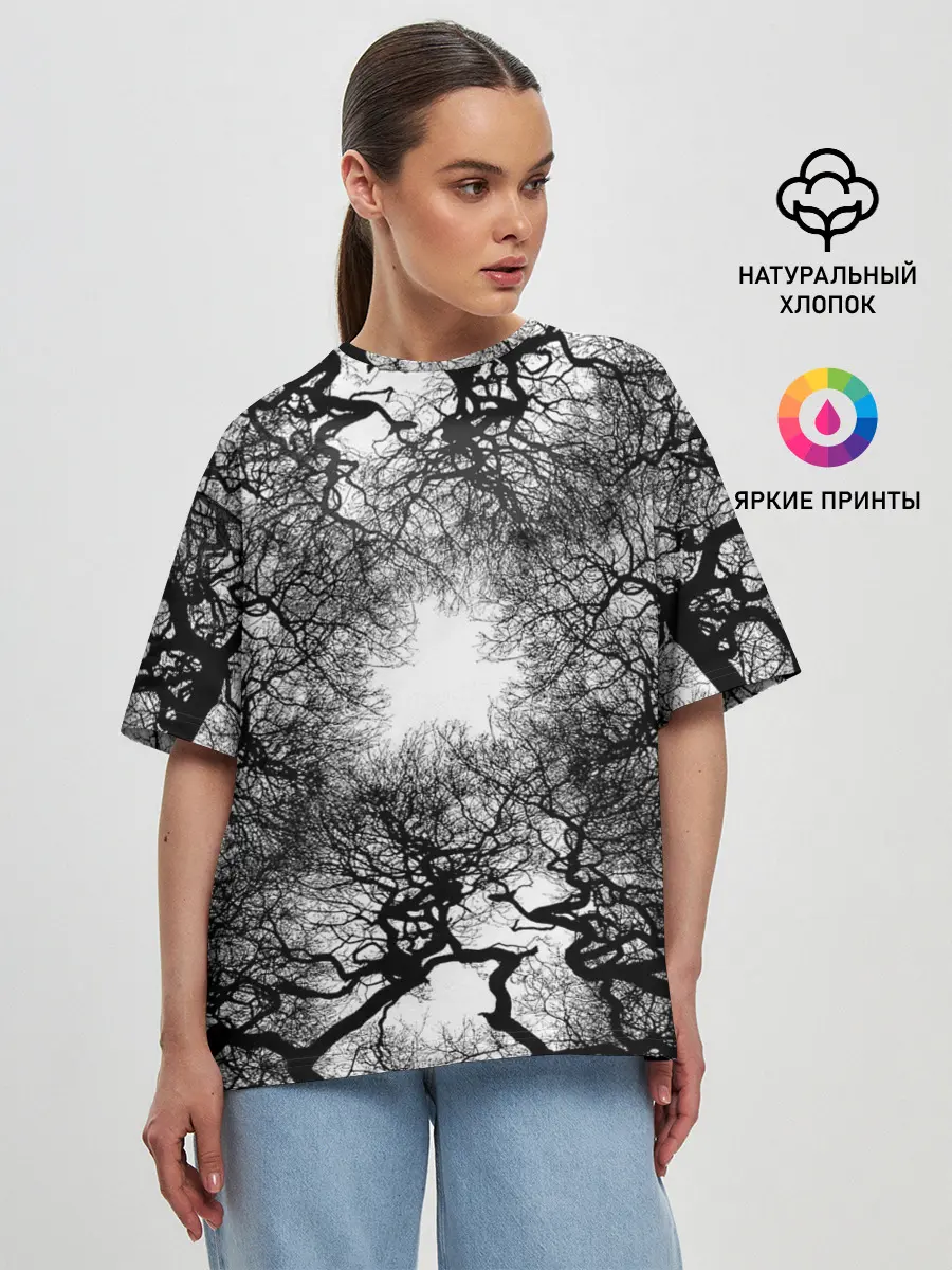 Женская футболка оверсайз / Texture Branches