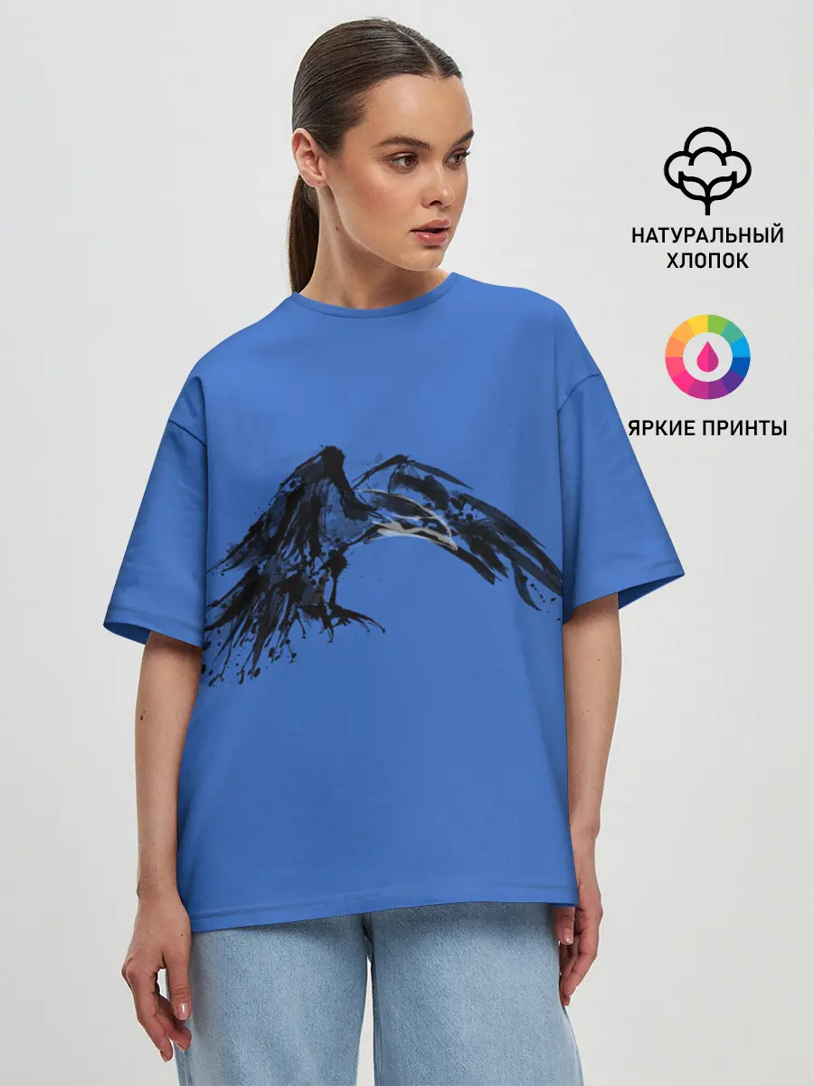 Женская футболка оверсайз / Тень ворона