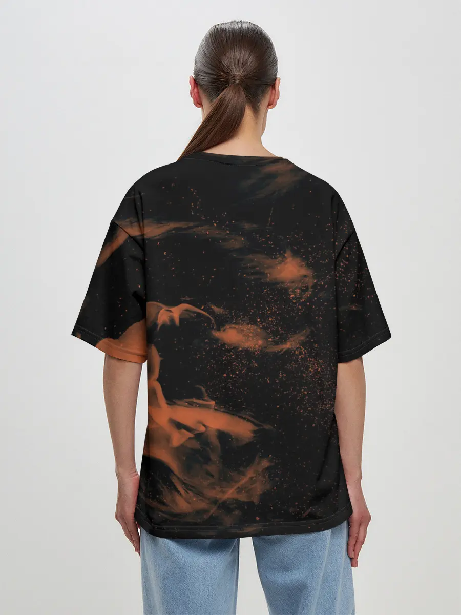 Женская футболка оверсайз / Чёрный клевер удар Аста мечом