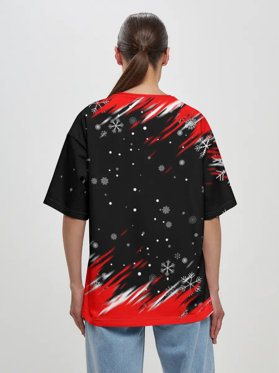 Женская футболка оверсайз / HAZBIN HOTEL НОВОГОДНИЙ.