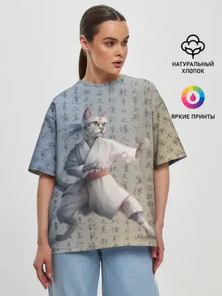 Женская футболка оверсайз / Karate cat