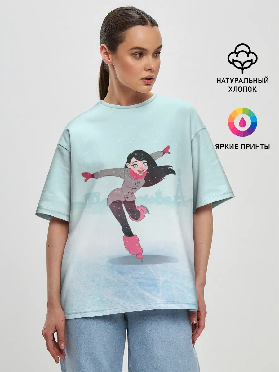 Женская футболка оверсайз / Фигурное катание