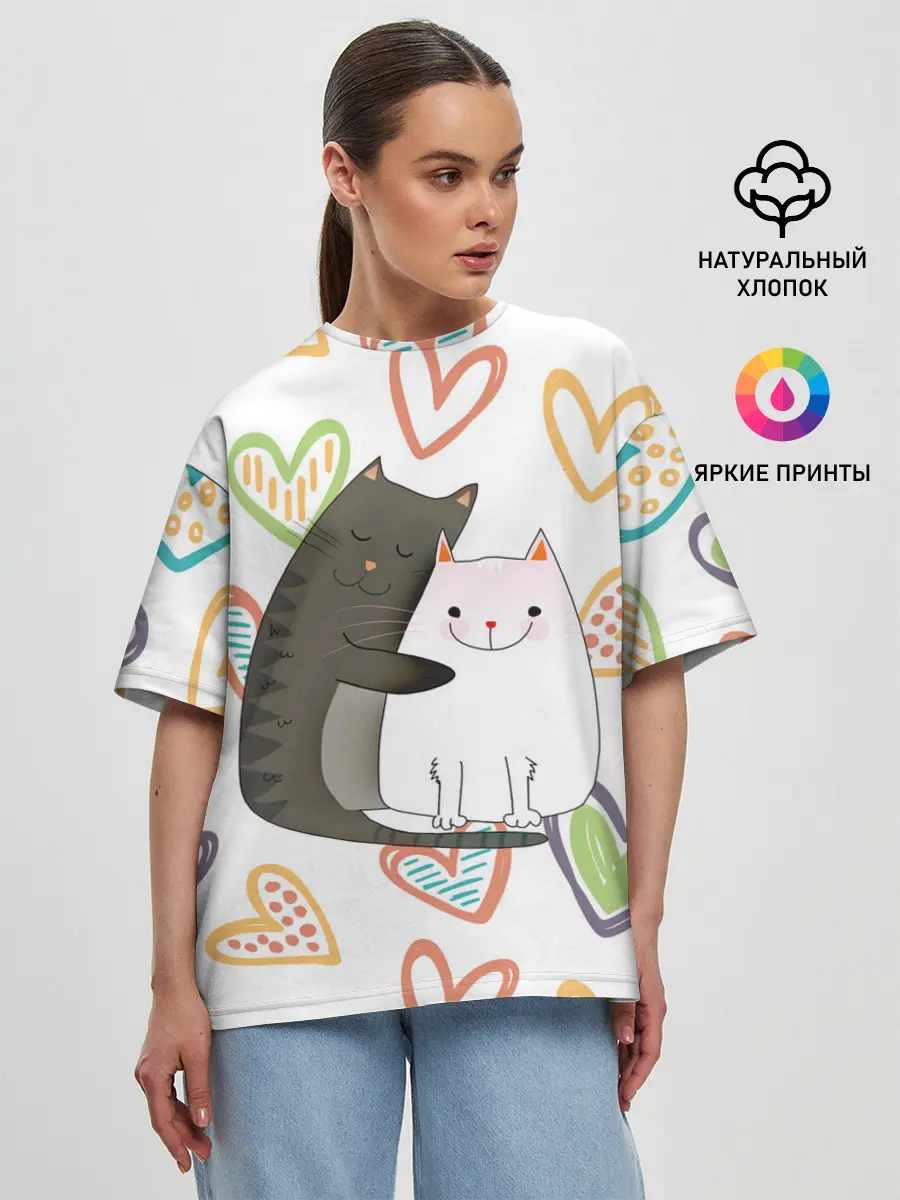 Женская футболка оверсайз / Сладкая парочка