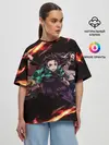 Женская футболка оверсайз / Kimetsu no Yaiba пламенный узор