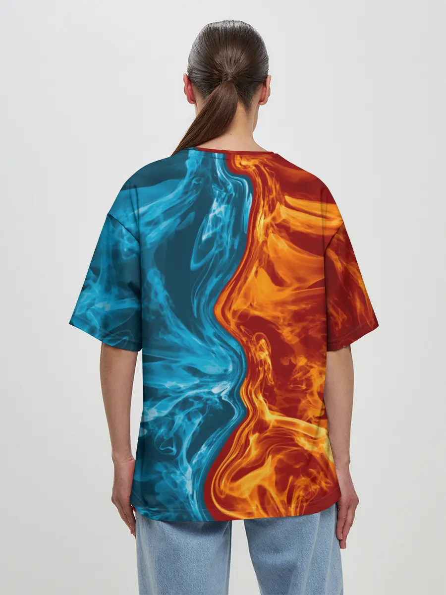 Женская футболка оверсайз / Огонь и вода