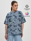 Женская футболка оверсайз / Камуфляж с котиками