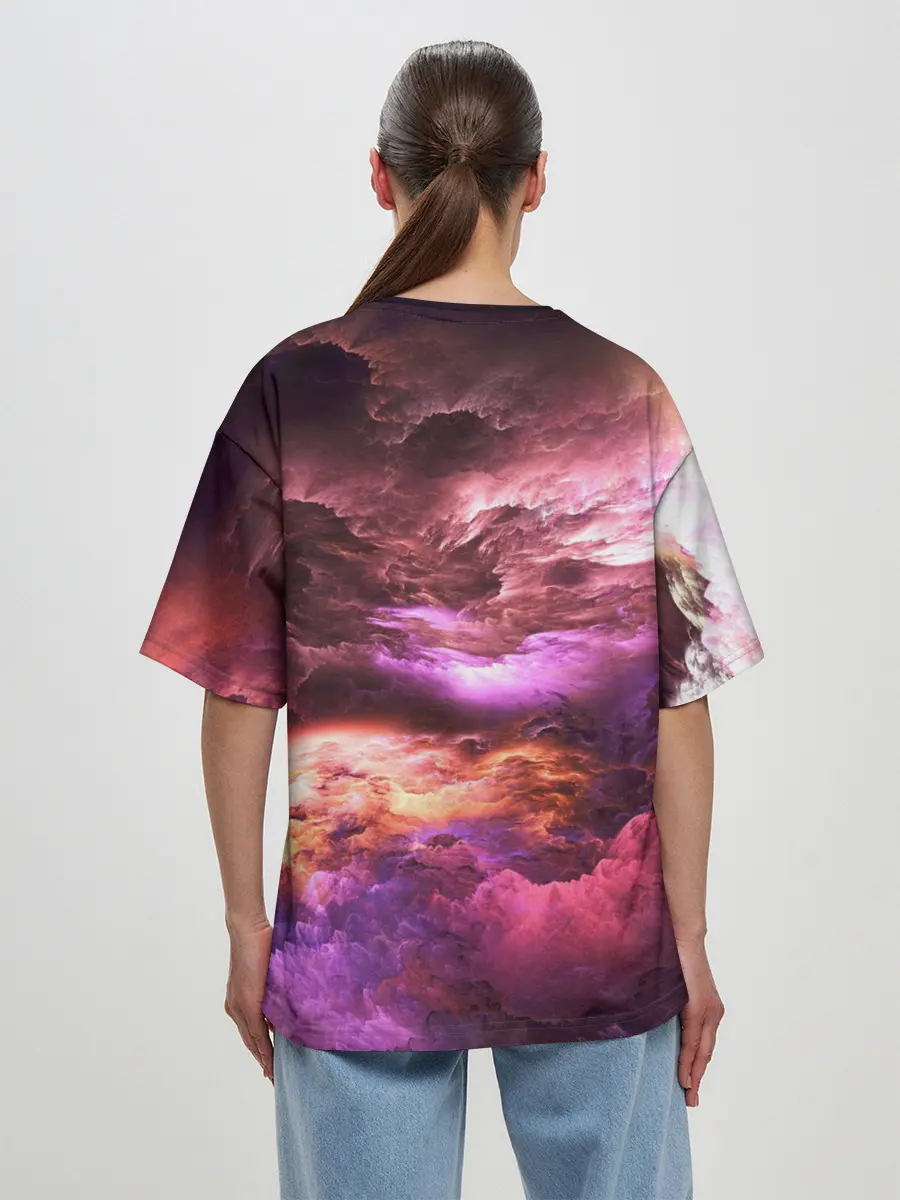 Женская футболка оверсайз / закат абстракция