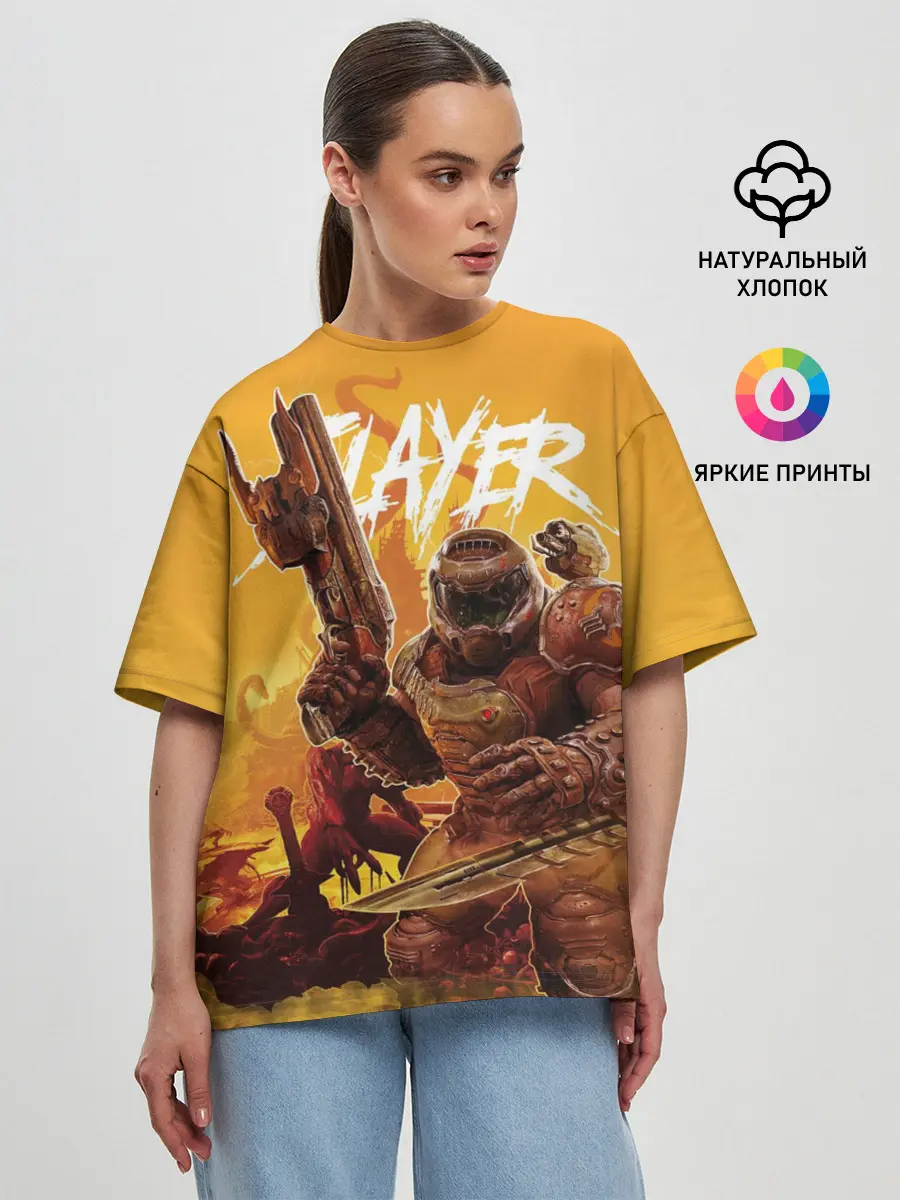 Женская футболка оверсайз / Doom Slayer