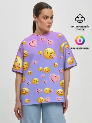 Женская футболка оверсайз / Очень много эмодзи