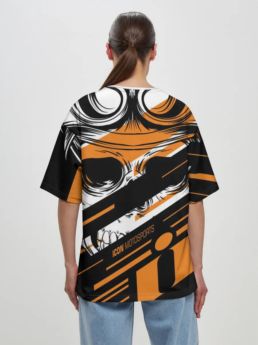 Женская футболка оверсайз / Череп Icon оранжевый