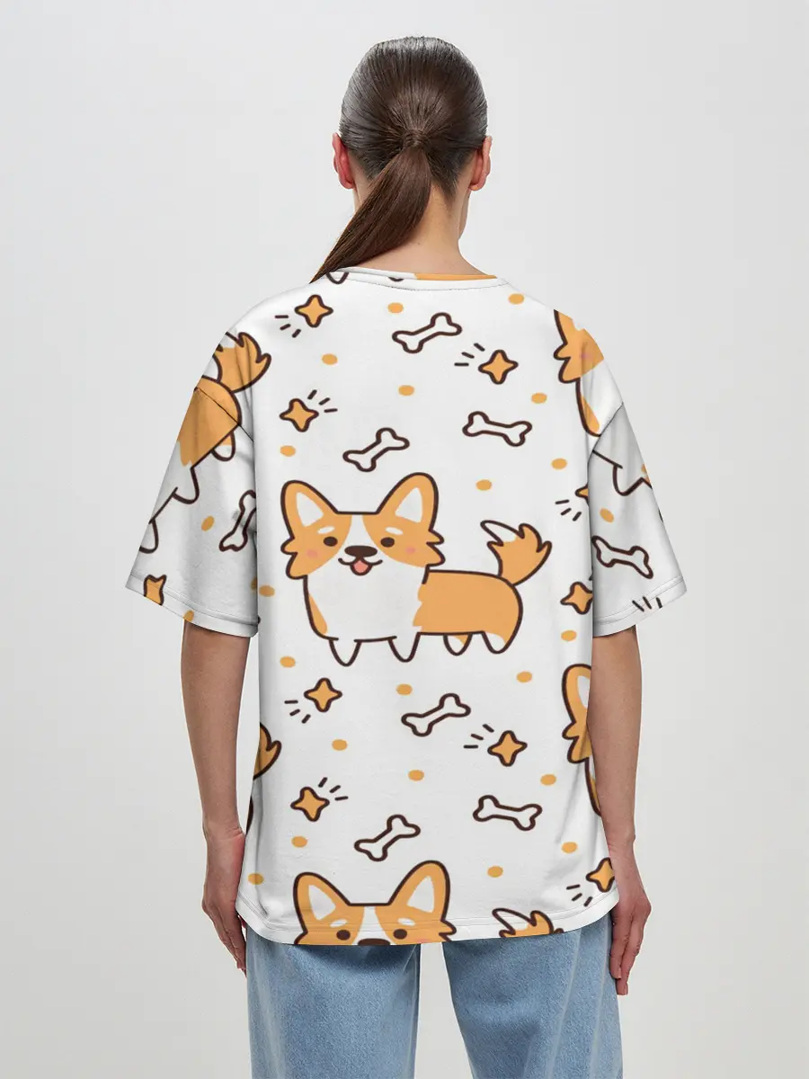 Женская футболка оверсайз / Корги