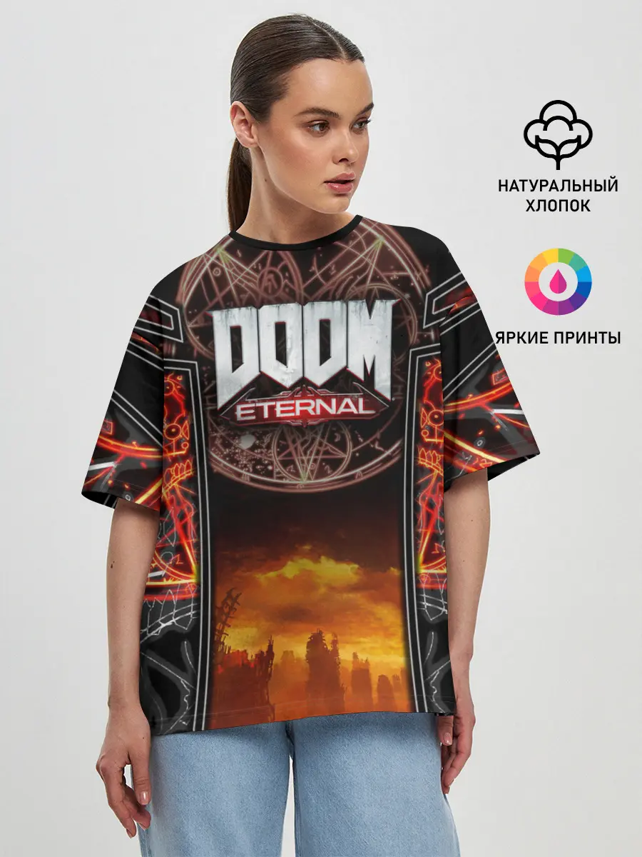 Женская футболка оверсайз / DOOM ETERNAL
