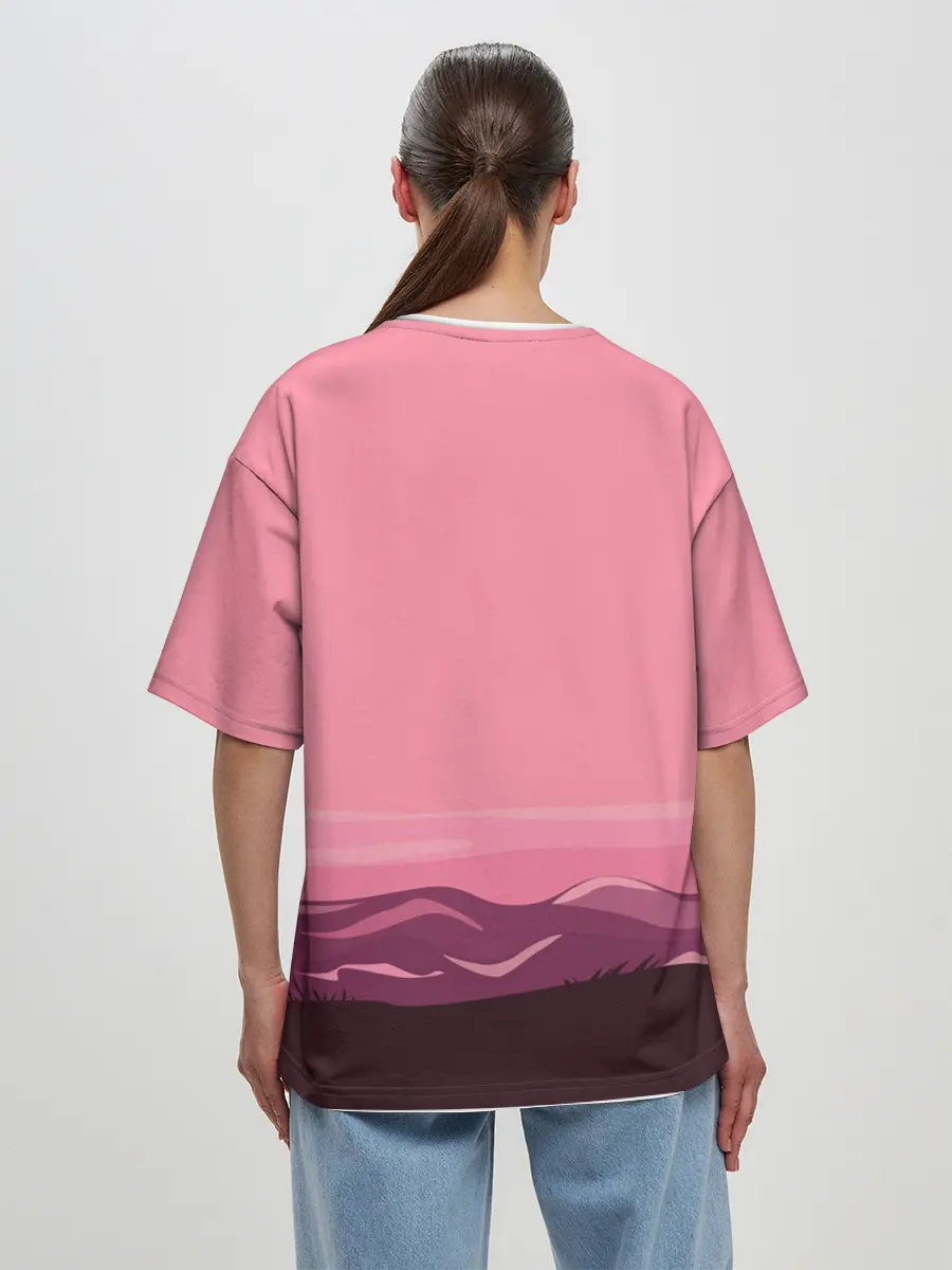 Женская футболка оверсайз / фламинго