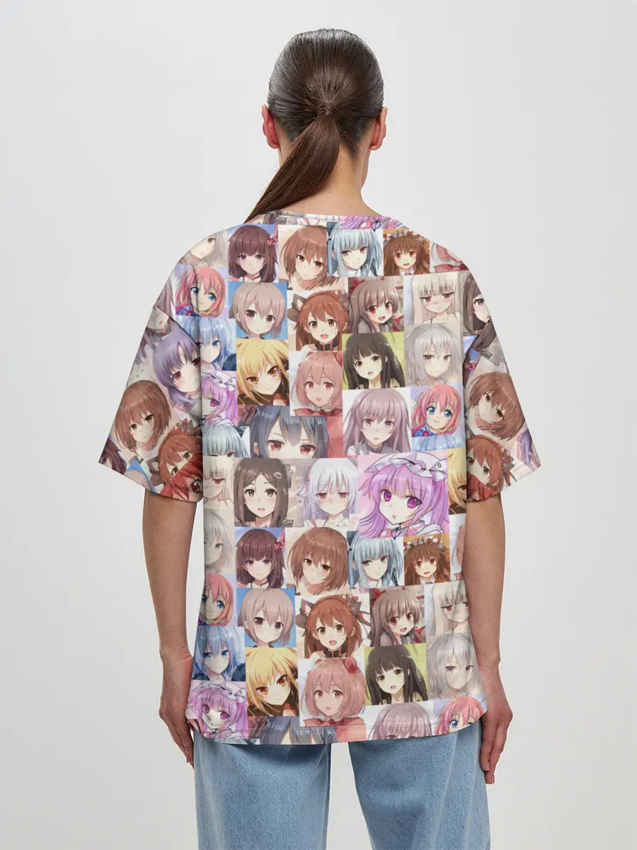 Женская футболка оверсайз / MANY FACES OF ANIME GIRLS