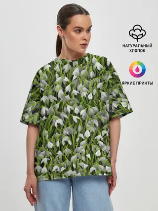Женская футболка оверсайз / Подснежники