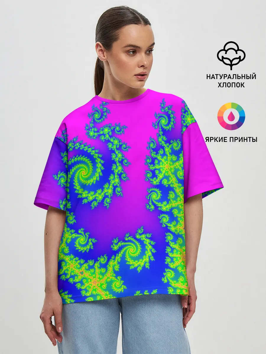 Женская футболка оверсайз / КИСЛОТНЫЙ НЕОН
