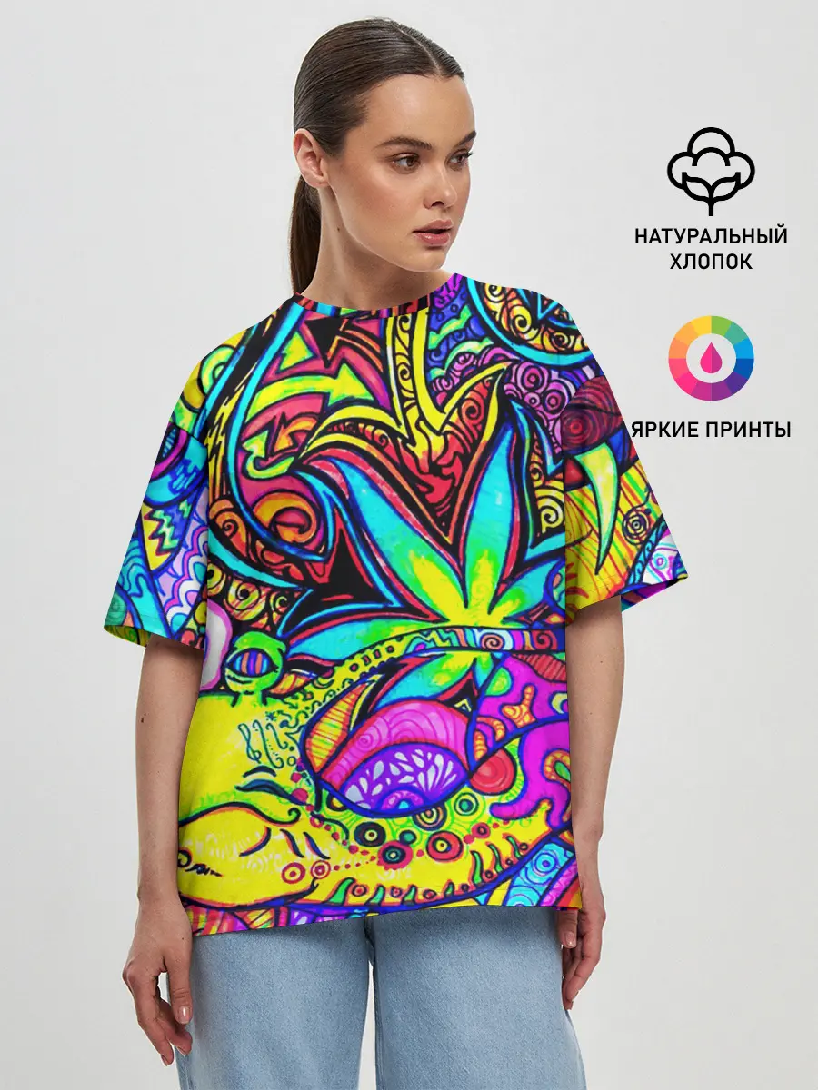Женская футболка оверсайз / PSY ABSTRACTION