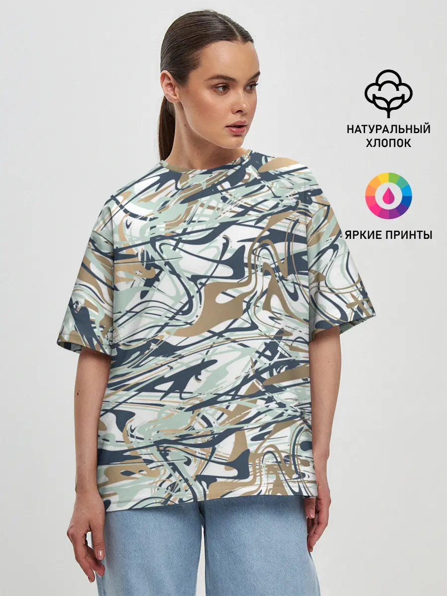 Женская футболка оверсайз / Узор красками