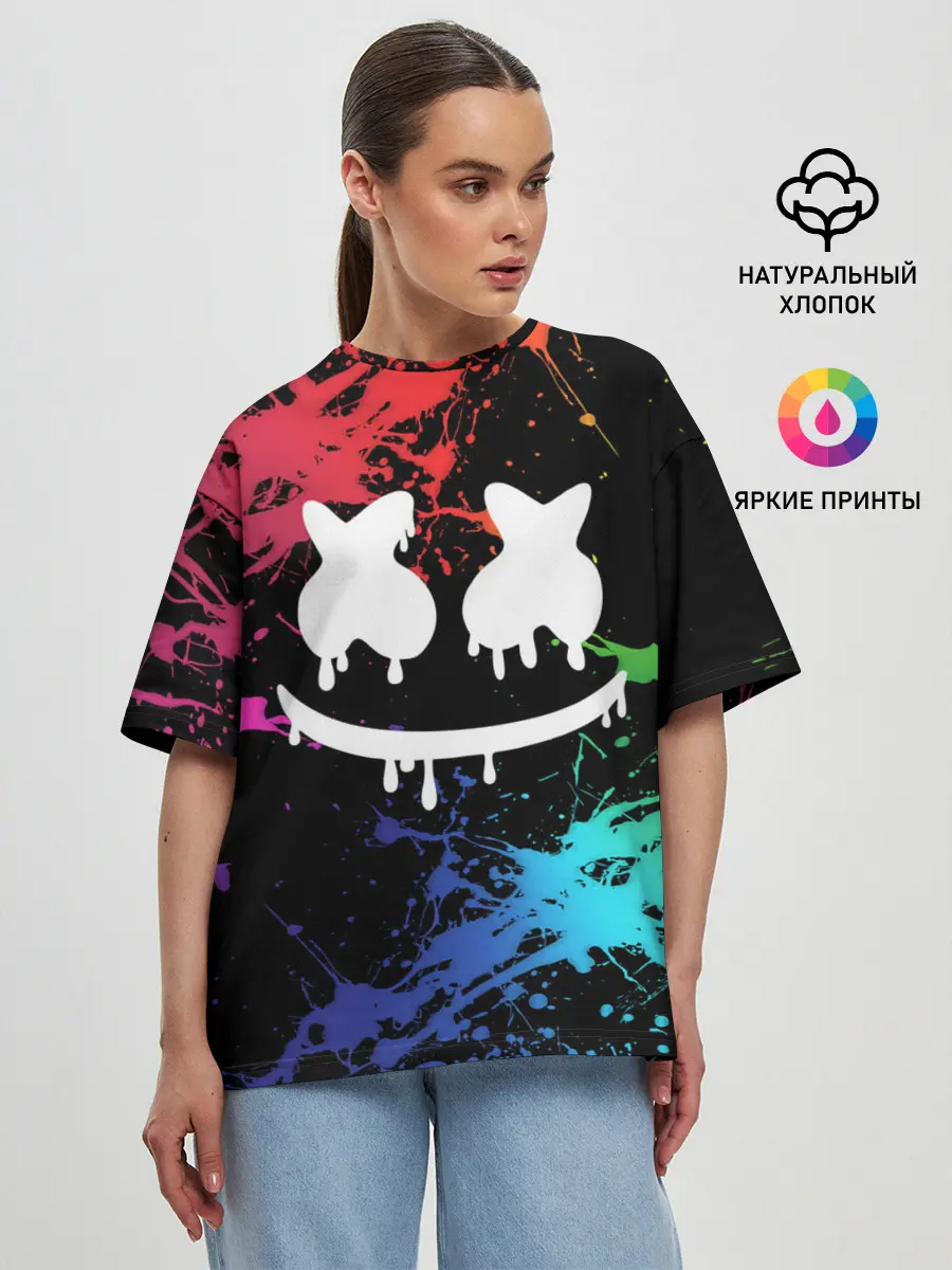 Женская футболка оверсайз / Marshmello