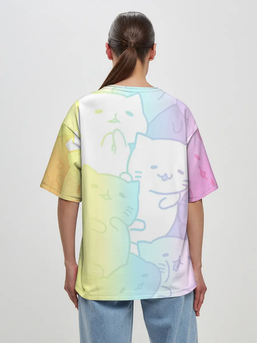 Женская футболка оверсайз / Котоколлаж 05