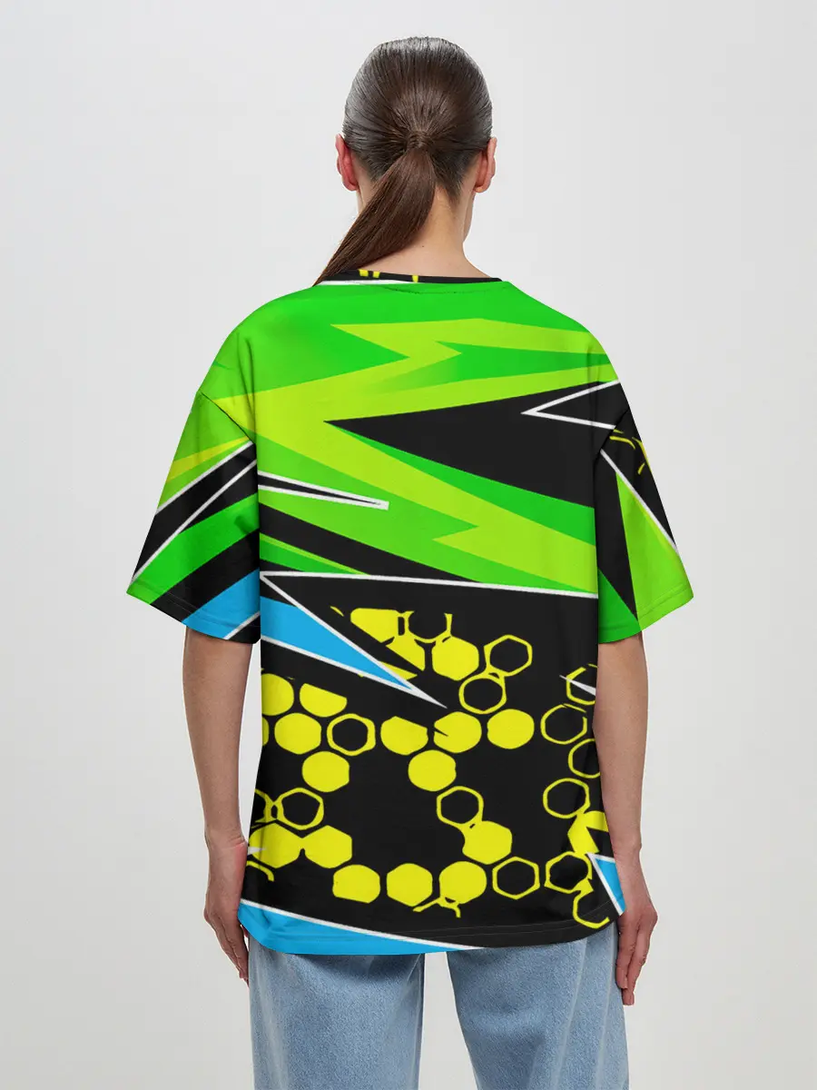 Женская футболка оверсайз / Light green urban marble