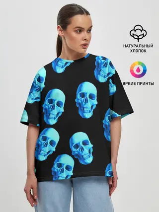 Женская футболка оверсайз / Черепа стиль