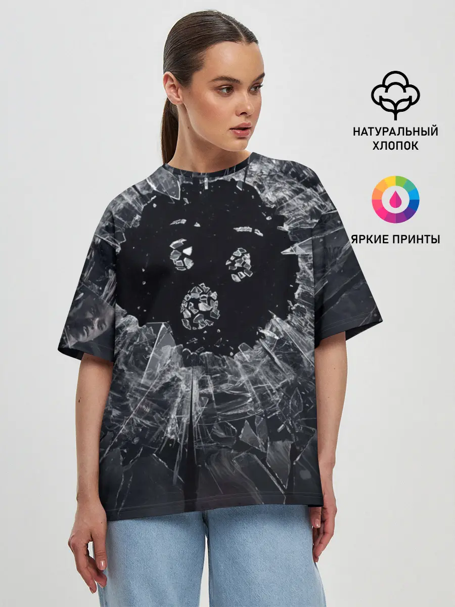 Женская футболка оверсайз / ЧЕРНОЕ ЗЕРКАЛО