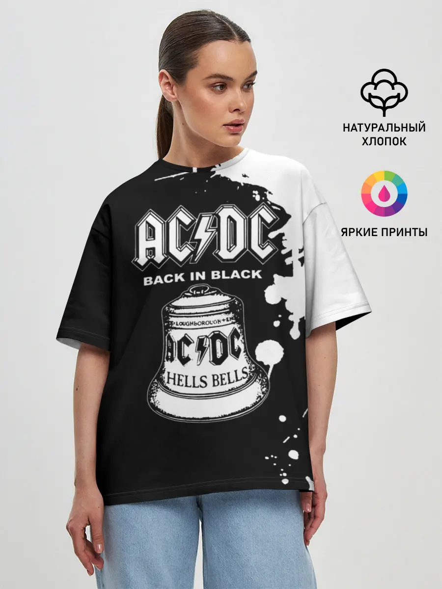 Женская футболка оверсайз / AC/DC Back in Black