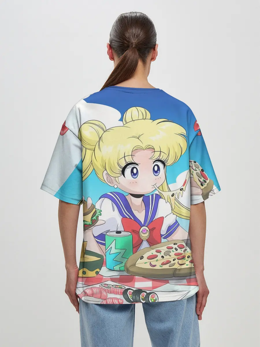 Женская футболка оверсайз / Пицца Мун