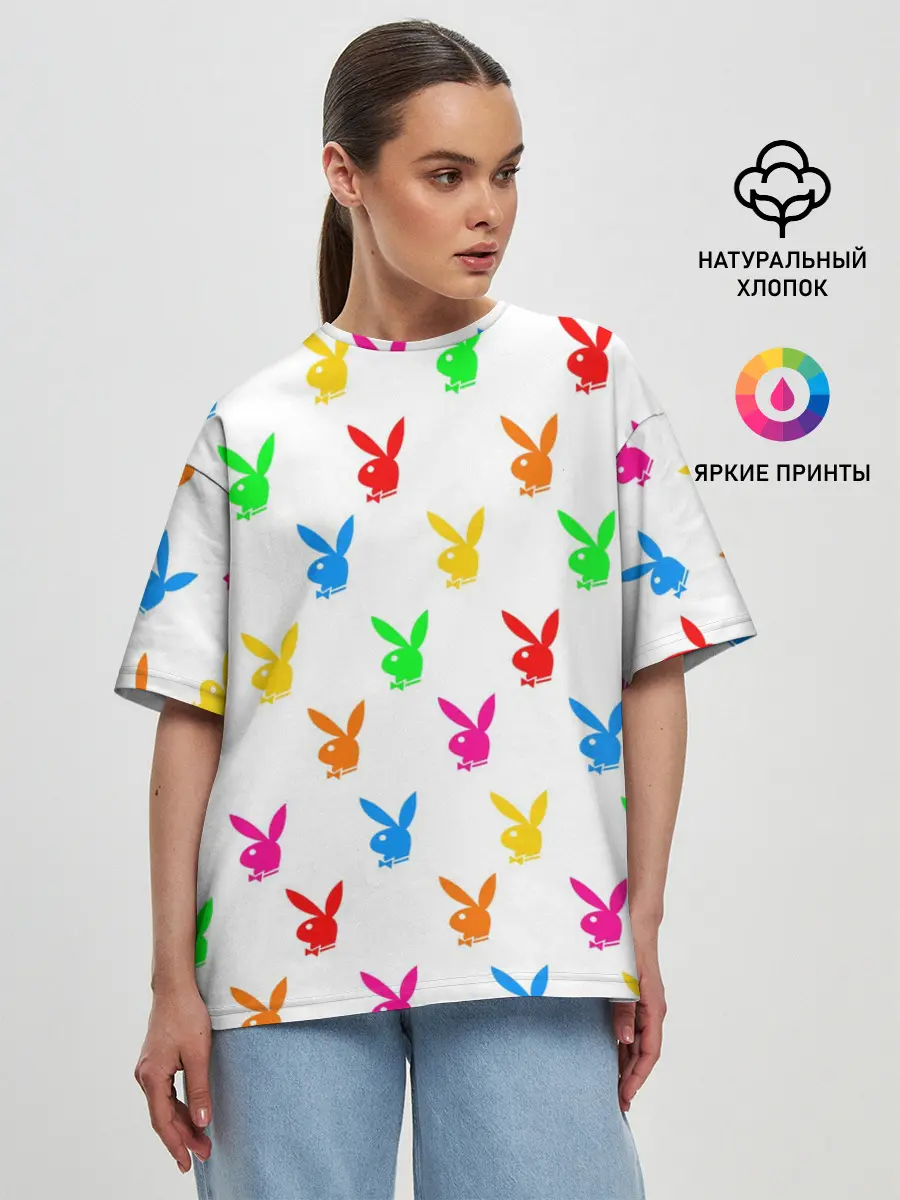 Женская футболка оверсайз / PLAYBOY | ПЛЕЙБОЙ