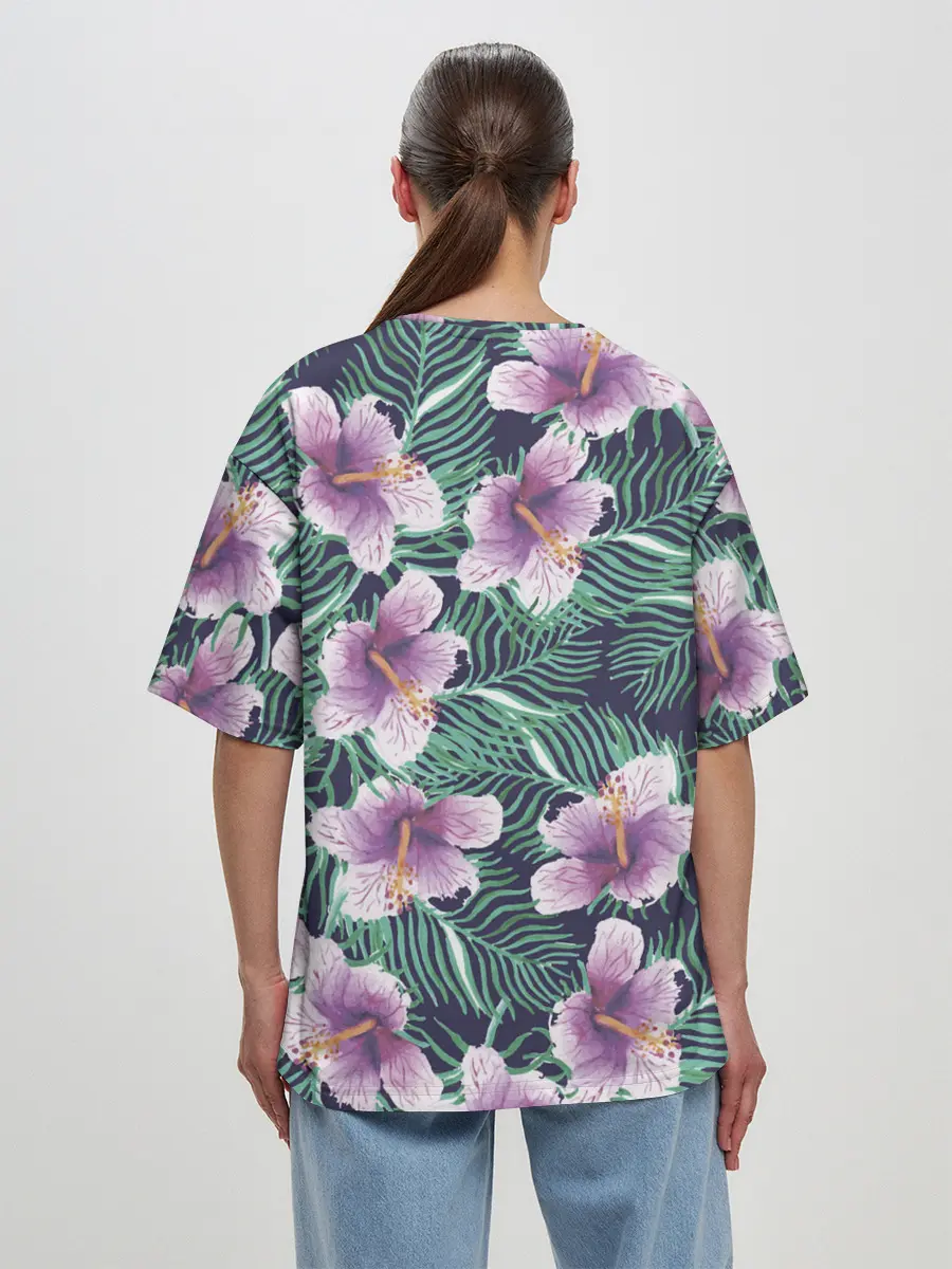 Женская футболка оверсайз / Тропический цветок