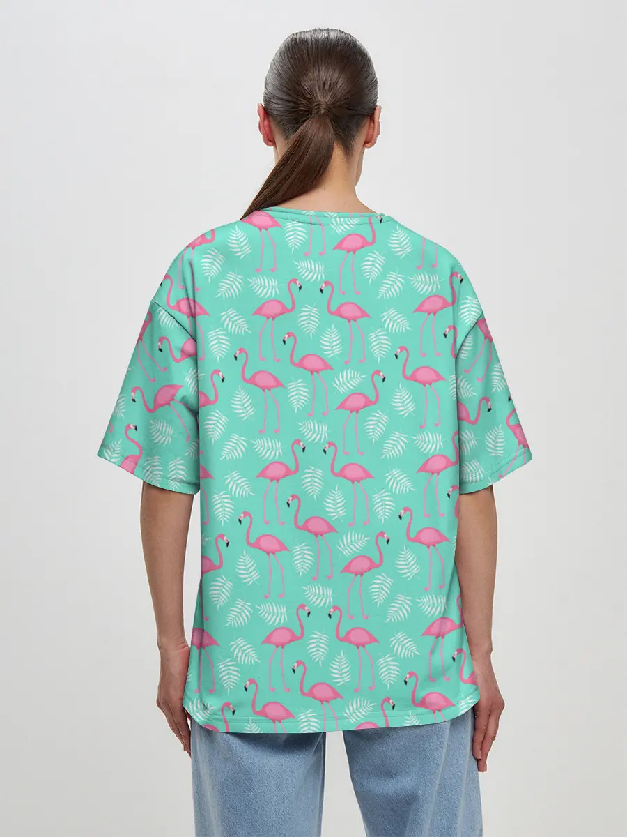 Женская футболка оверсайз / Flamingo