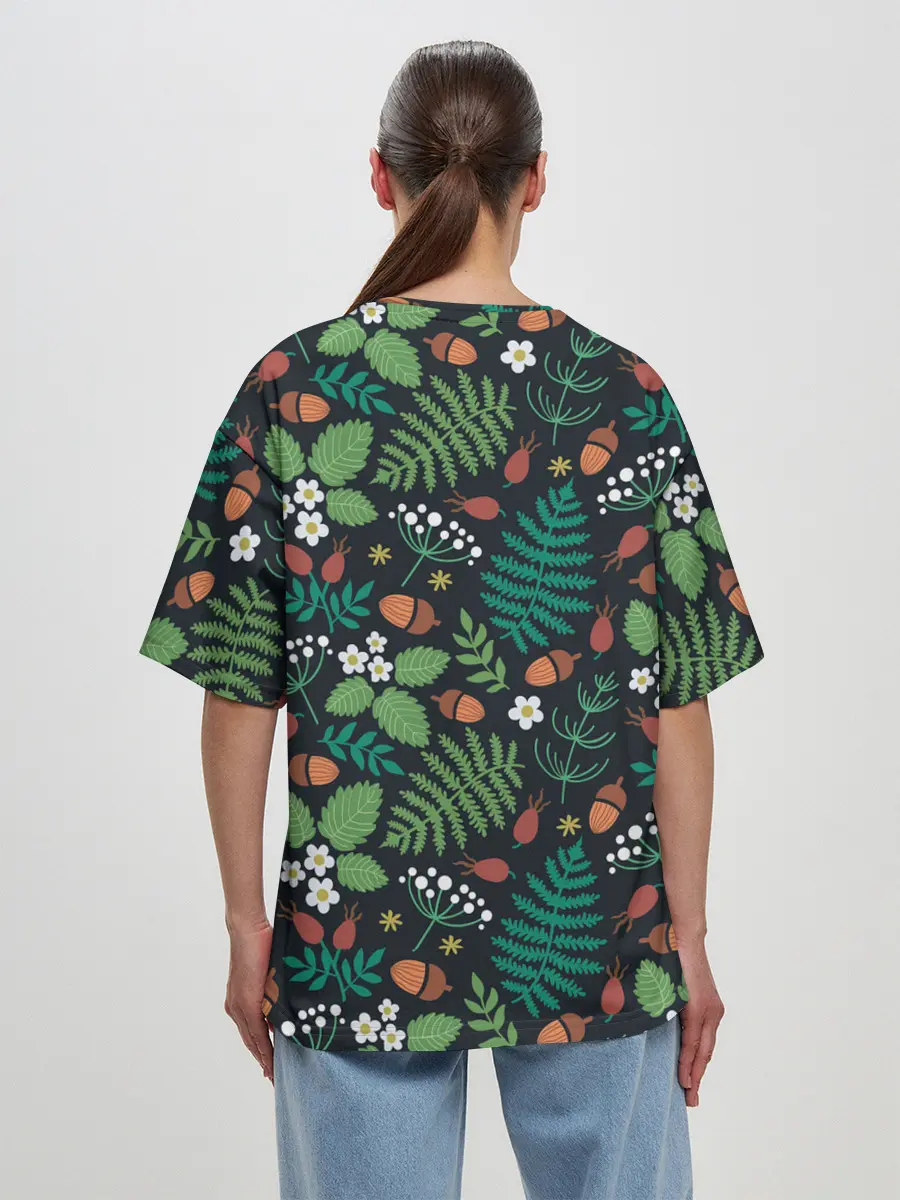 Женская футболка оверсайз / Forest leaves