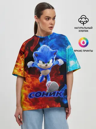 Женская футболка оверсайз / SONIC