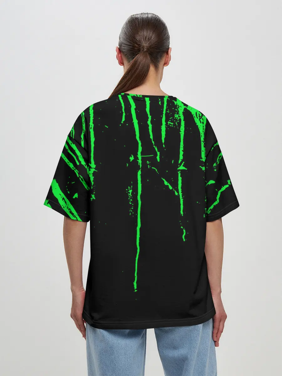 Женская футболка оверсайз / Warning Coronavirus