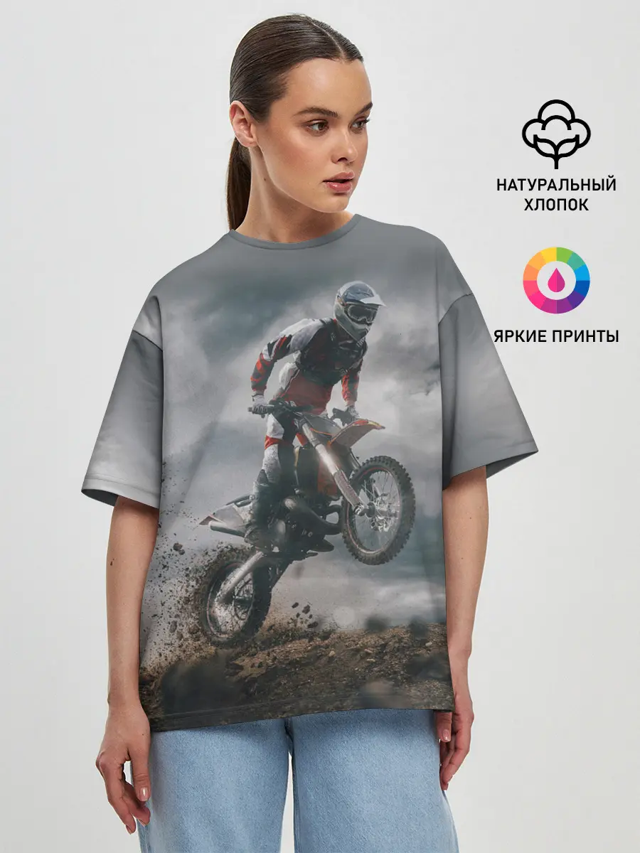 Женская футболка оверсайз / МОТОКРОСС КТМ | MOTOCROSS KTM