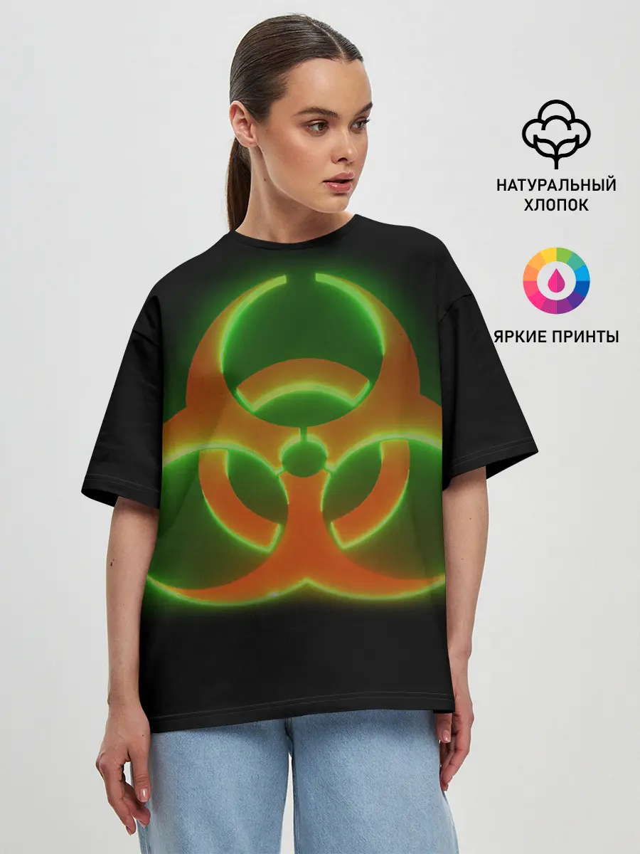 Женская футболка оверсайз / Biohazard Neon