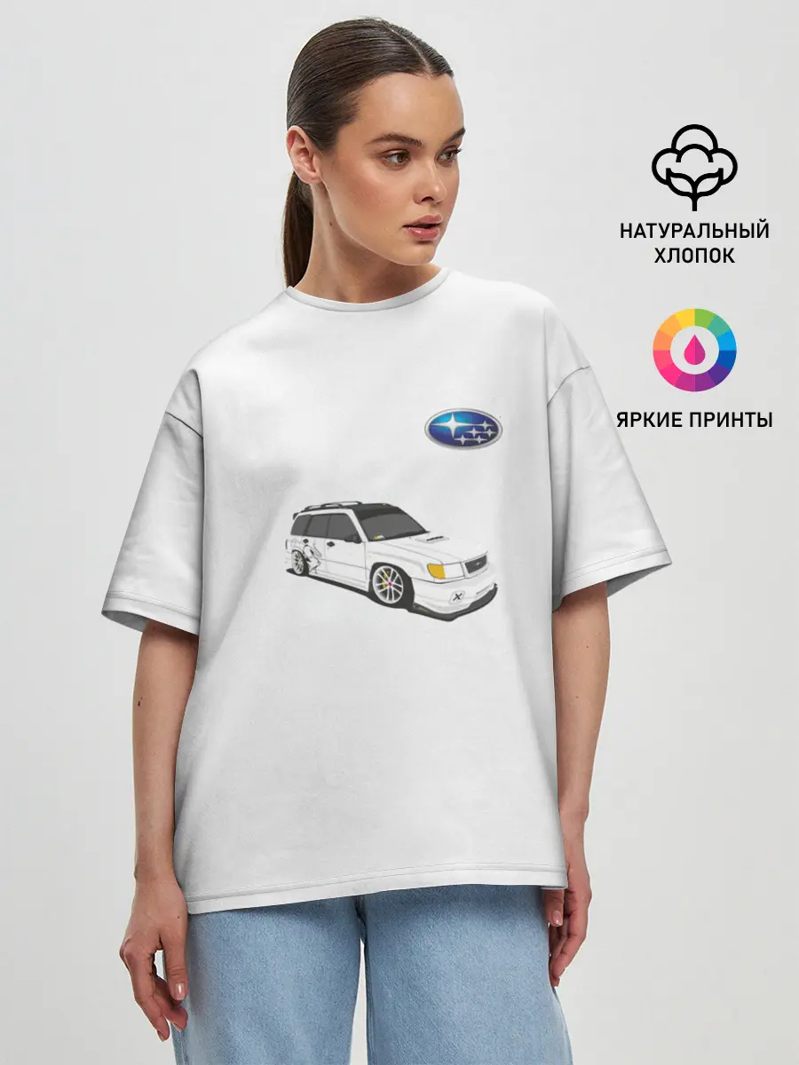 Женская футболка оверсайз / SUBARU FORESTER | СУБАРУ ФОРЕСТЕР
