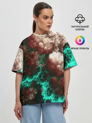 Женская футболка оверсайз / НЕОНОВЫЙ КОСМОС