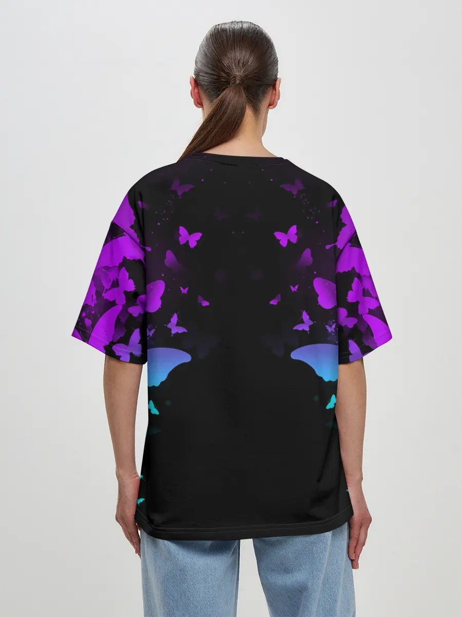 Женская футболка оверсайз / НЕОНОВЫЕ БАБОЧКИ | NEON BUTTERFLIES