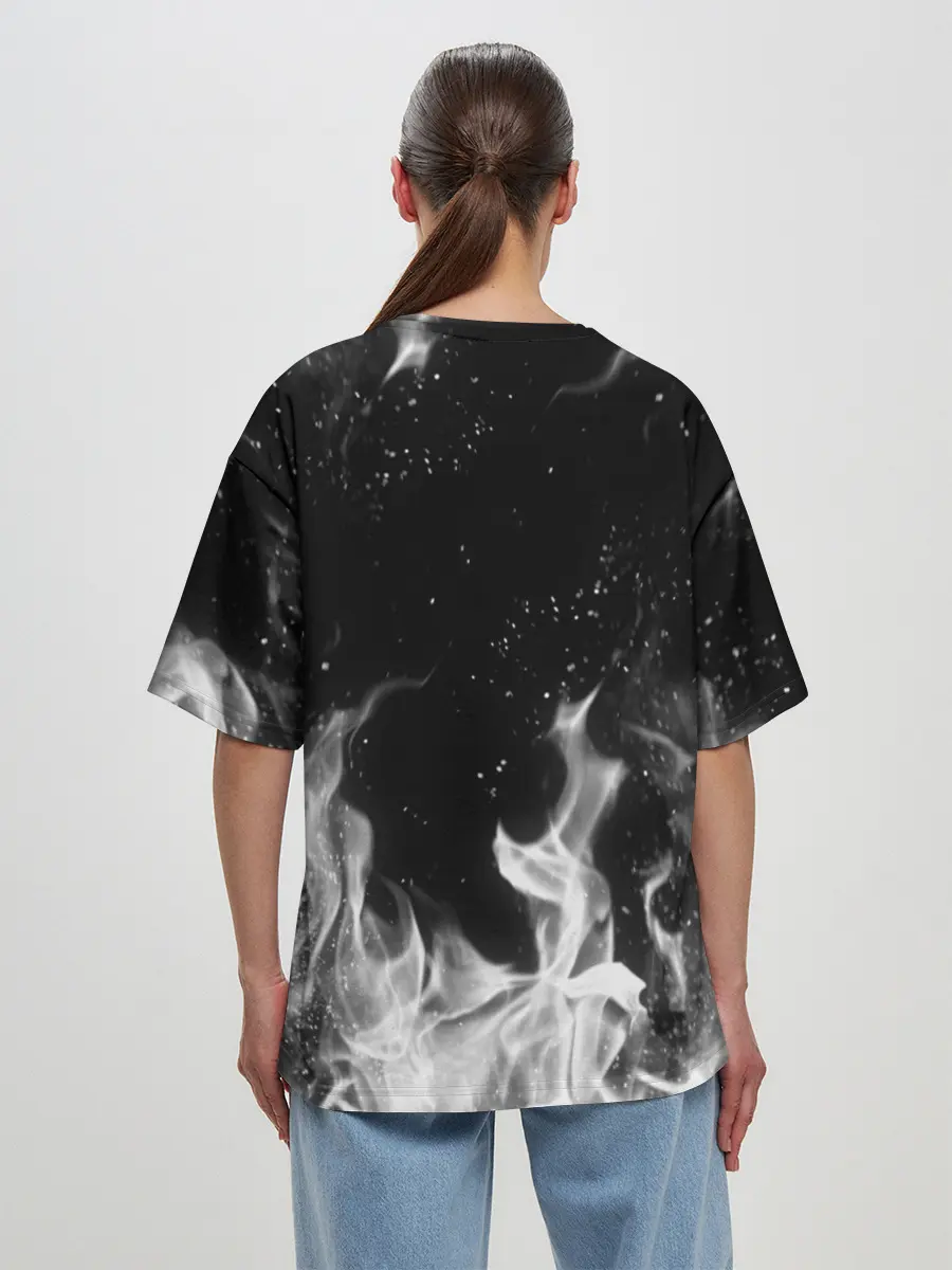 Женская футболка оверсайз / БЕЛЫЙ ОГОНЬ | WHITE FIRE