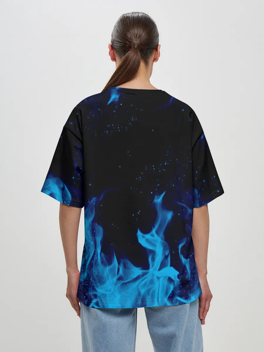 Женская футболка оверсайз / СИНИЙ ОГОНЬ | BLUE FIRE